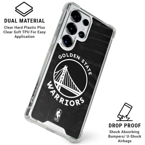 NBA Golden State Warriors Black Animal Print Galaxy S25 Ultra Clear Case